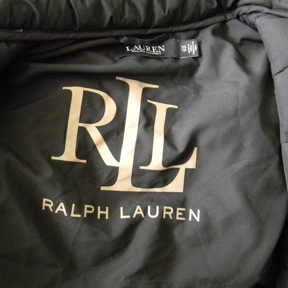 LAUREN RALPH LAUREN BLACK CLASSIC HOODED PUFFER JACKET SZ XS - Picture 4 of 5